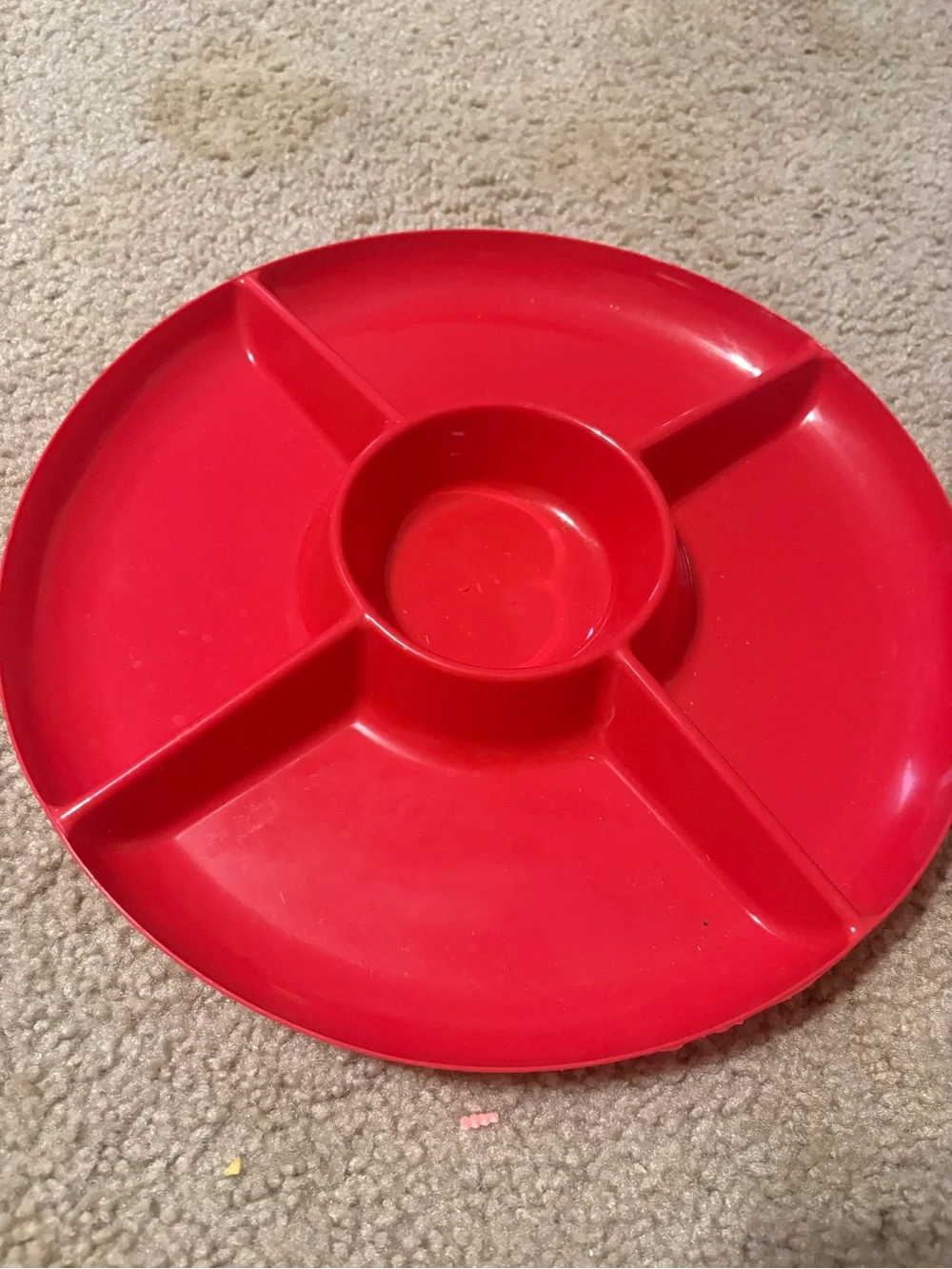 Red Plastic Sectioned Serving Tray